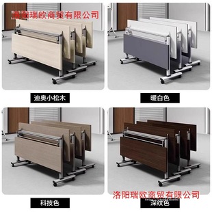 Folding Conference Table, Removable Movable Splicing Long Table, Double Office Desk, Foldable Training Table and Chair Combination