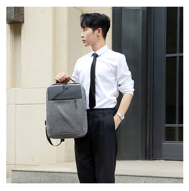 New Oxford fabric solid color backpack, a fashionable and simple large-capacity backpack for business commuting and college students' computer schoolbag undefined
