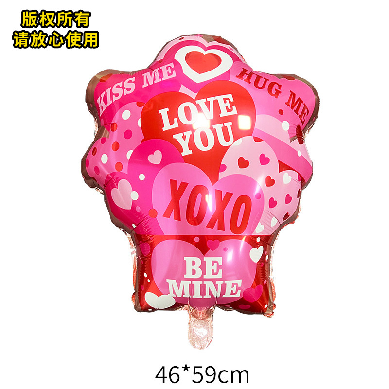 Nuevo Día de San Valentín globo de dibujos animados abrazo oso globo en forma de globo de amor Oso de aluminio película globo Decoración