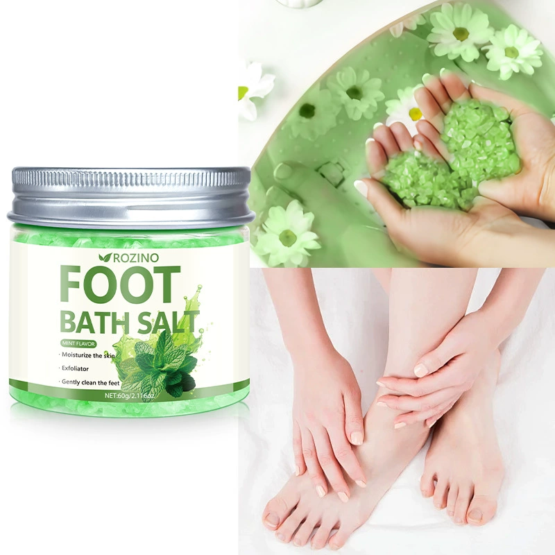 [Трансграничное Специальное] 60 г мятной морской соли для ванн для ног прозрачная соль для ванн для отшелушивания грязи молотая соль для ног