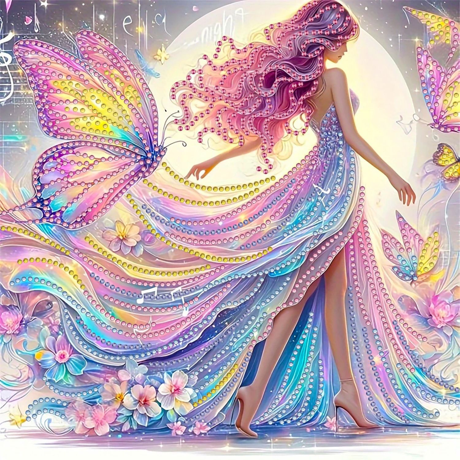 Pintura de diamantes DIY hecha a mano, diosa de la estrella y la luna, diamantes en forma de 5D, conjunto de pintura artística 30 * 30cm, decoración transfronteriza exclusiva