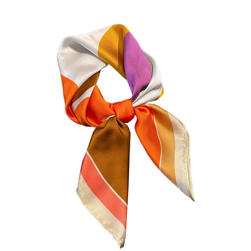 Sciarpa da donna in seta stile primavera/autunno, sciarpa quadrata piccola in imitazione seta versatile, sciarpa da collo in raso, nastro fluente di alta qualità_voghion.com