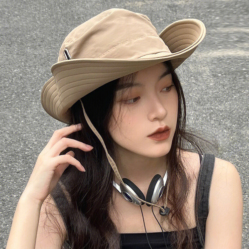 Outdoor hiking hat for women, large brim fisherman hat for men, summer new sunshade sunscreen hat, camping, western cowboy hat