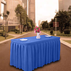 W1TY活动折叠桌简易桌长方形快餐桌会议桌套桌盖布桌裙桌罩桌布白