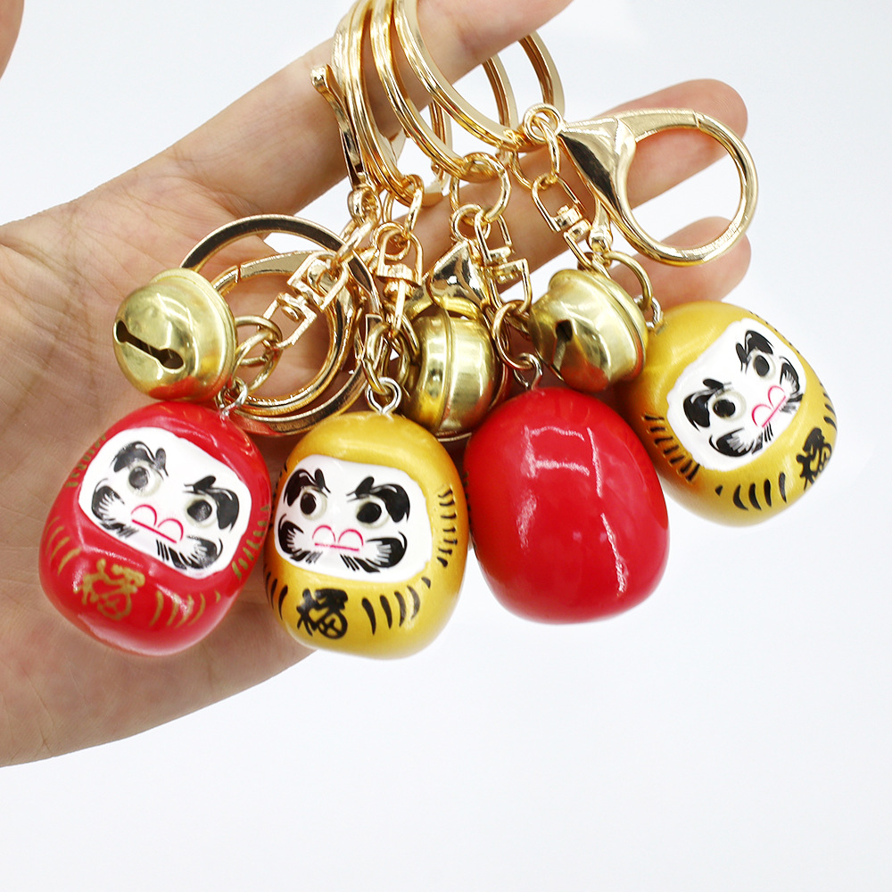 Japan Zhaofu Red Dharma Keychain Tokyo Osaka Tourism Memorial Hanging National Tide Minnan Dharma Key Ring