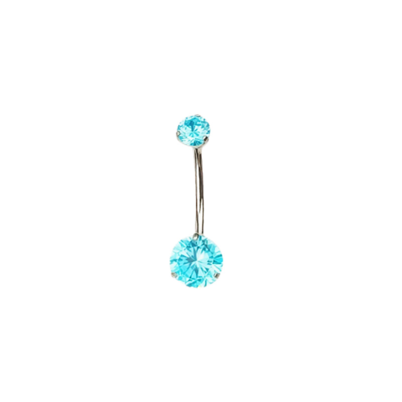 G23 Titanium Three-Prong Double-Head Zircon Internal Thread Navel Ring - Super Shiny Round CZ Belly Button Jewelry detail image 10