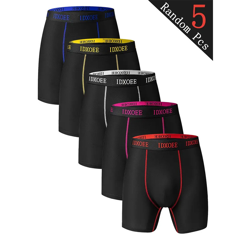 Overseas Cross-Border Men's Long Boxer Briefs Mid-Waist Boxer Briefs Sports and Leisure Amazon Manufacturers Spot Supply