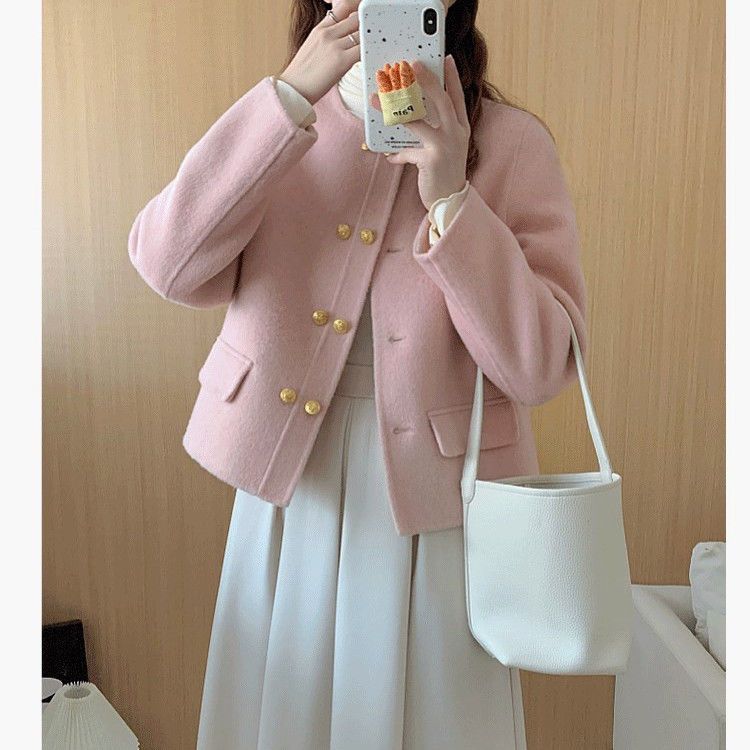 Tweed Style Double-Sided Woolen Outwear for Women 2025 New Woolen Outwear Autumn and Winter Korean Style Small Woolen Outwear