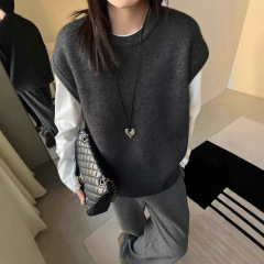 衣号自制阔版拉链马甲坎肩无袖叠穿外套女文艺高品质浣熊绒针织冬