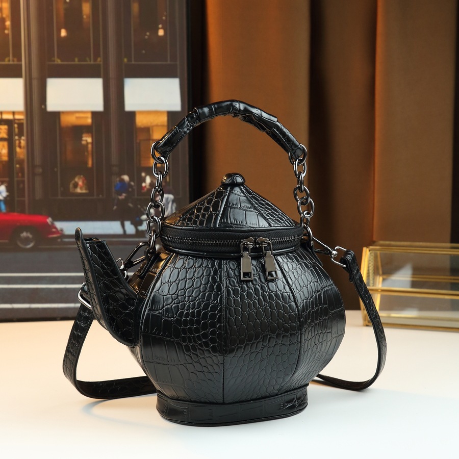 New Style Quirky Crocodile Pattern Women's Shoulder/Crossbody Bag Creative Chinese Teapot/Wine Pot Shaped Handbag_voghion.com