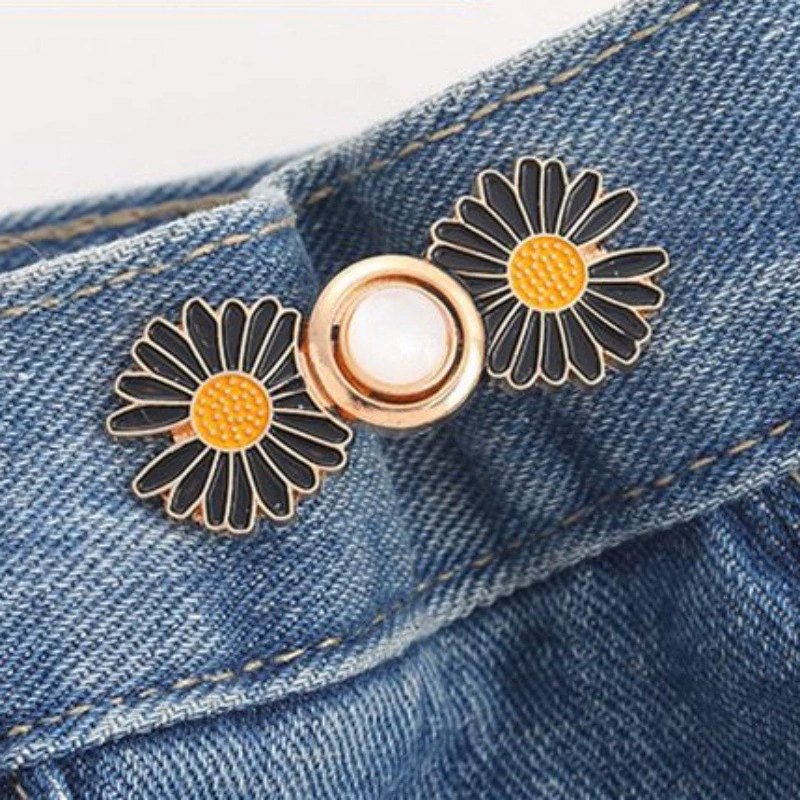 Nail-Free Removable Waist Buckle Pair, Flat-Bottom Seamless Buttons for Pants & Skirts, Assorted Designs