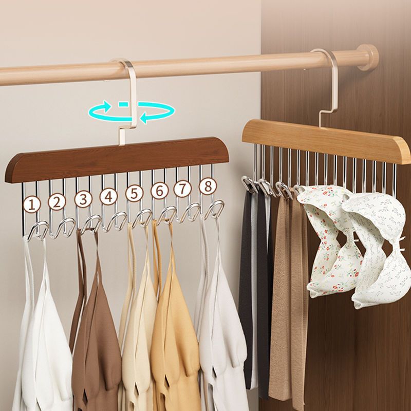 Bra de madera percha multifuncional ropa interior casera chaleco de almacenamiento multi-gancho dormitorio gancho de madera sólida percha ondulada