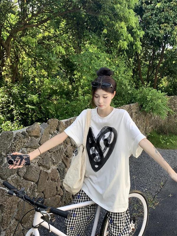 慵懒风休闲运动套装女夏季新款学生宽松韩版时尚短袖阔腿裤两件套|undefined