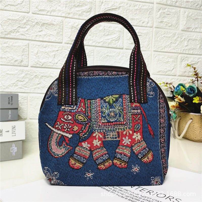 2024 nuevo color de doble cara de dibujos animados de punto bolsa de lona textura de comercio exterior mamá bolsa de compras monedero móvil