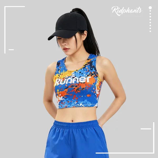 Ink blue lightweight short vest for sports, marathon, running, and track and field training, quick-drying, breathable, and lightweight