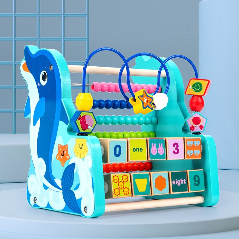 Wooden Children's Natural Wood Color Deer Xylophone Bead Stringing Reversing Frame Calculation Frame Early Education Brain-Developing Toy