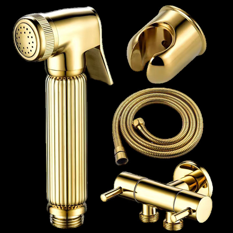 Youlai Foreign Trade Export Colombian Gold Cross-Border Brass Bidet Nozzle Set Faucet Bathroom Shower