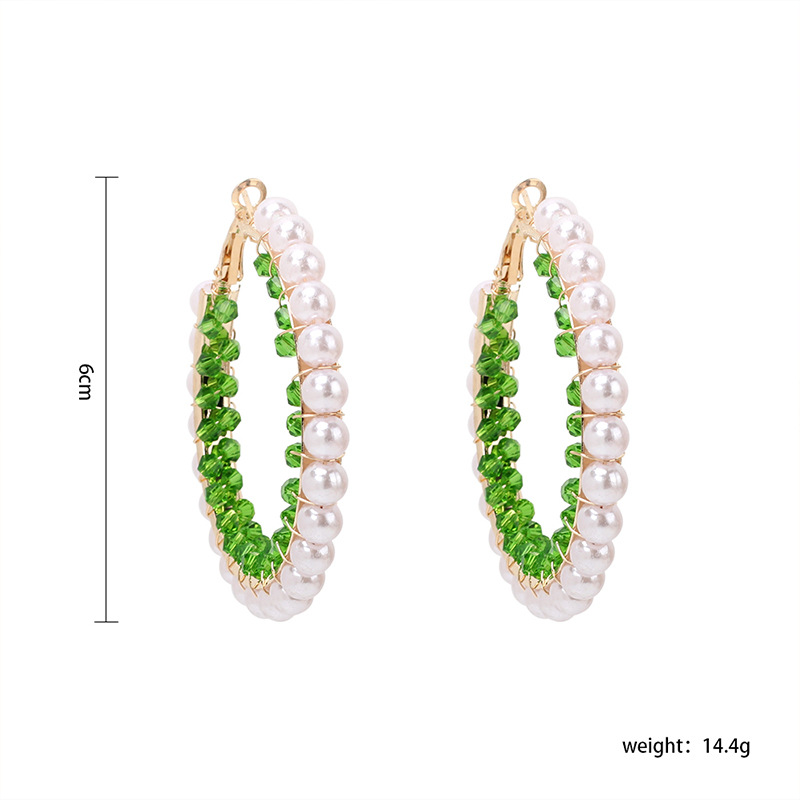 100g Weight Ethnic Style Geometric Big Circle Pearl Crystal Earrings