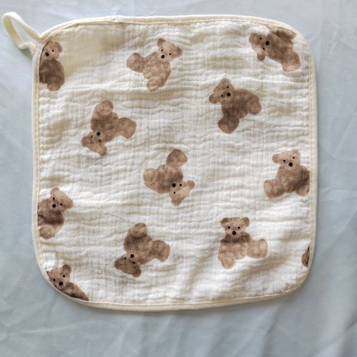 Four-layer textured cotton baby square face towel, absorbent burp cloth, spit-up cloth, nursing cloth for children
