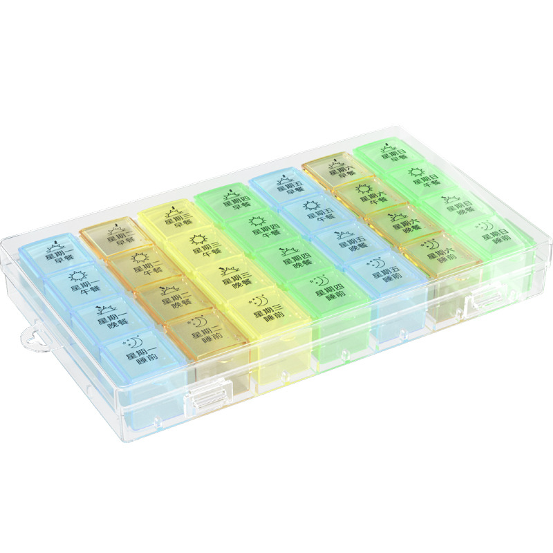 Cross-Border Medicine Box, Portable Medicine Dispenser, Medicine Box Can Be Used for One Week Medicine Storage Box, Plastic Medicine Box, Medicine Box