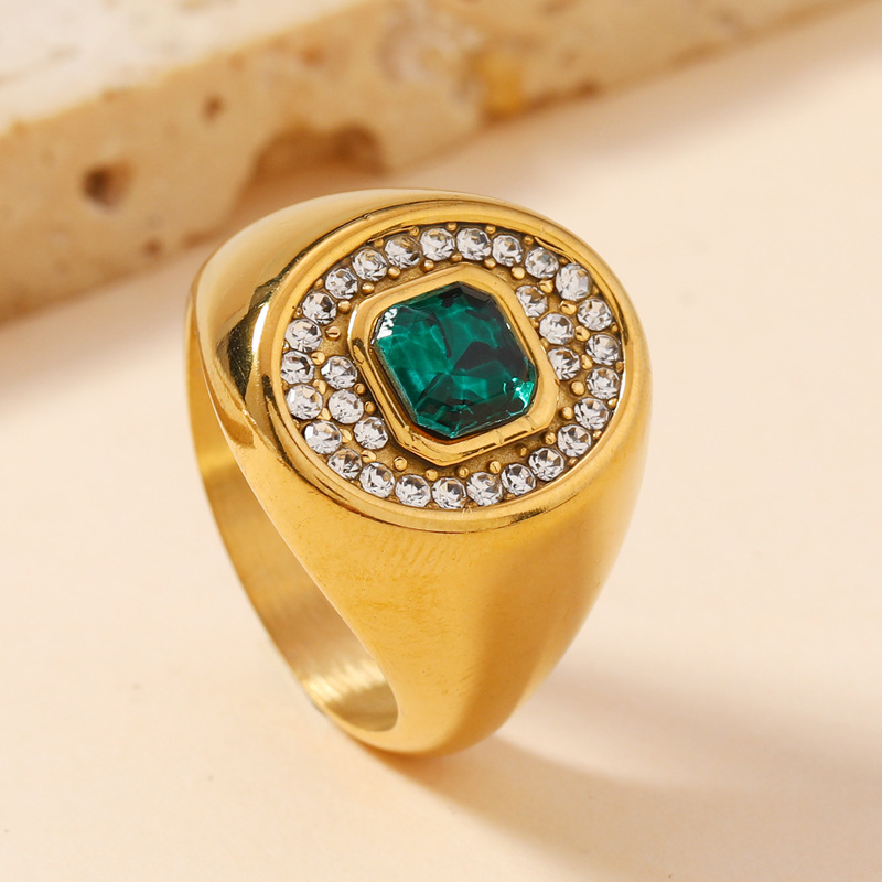Golden, micro incrustation, with gem