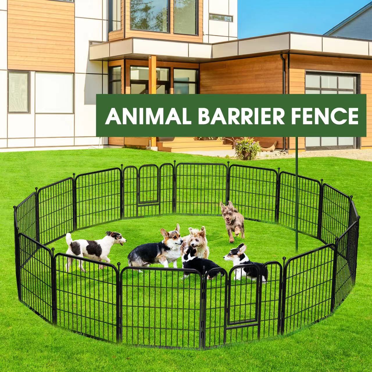 Valla metálica de hierro resistente, ideal para patios, jardines o áreas de mascotas en interior y exterior image 4