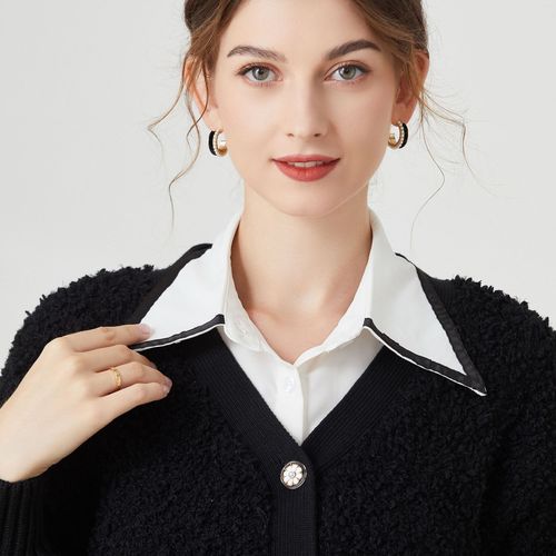 Women's Fashionable Pointed Collar for Autumn/Winter, Versatile and Stylish, Tartan Collar for Women, Long-Sleeved Shirt Collar for Spring/Summer