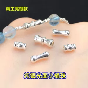 S925 Sterling Silver Smooth Bamboo Knot Bone-Shaped Small Barrel Beads Spacer Beads Crystal Jewelry Weaving Bracelet Necklace DIY Accessories