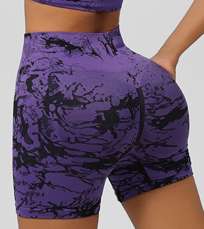 Pantalones cortos de jacquard de punto sin costura, acondicionamiento físico, secado rápido, ropa exterior, caderas de miel, pantalones de jacquard para correr.