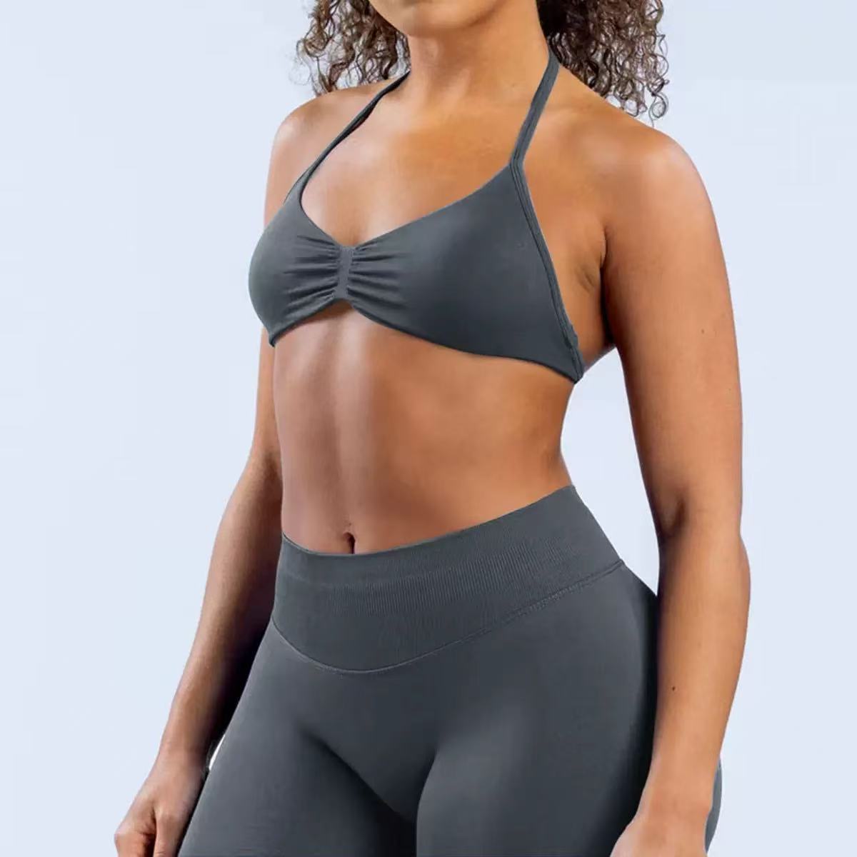 Bra deportivo de cuello colgante transfronterizo Europa y América nuevo entrenamiento físico ropa interior rápida secado yoga pequeño sujetador