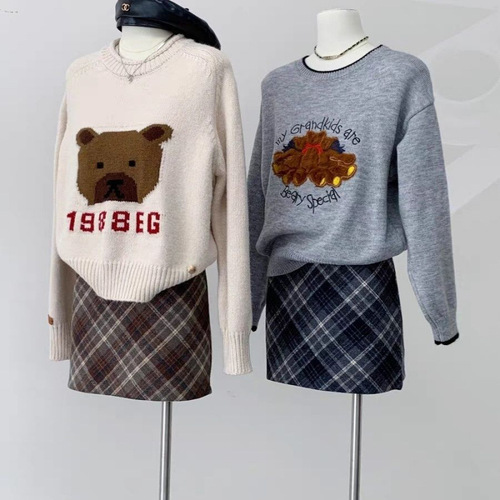 Plus Size Retro Plaid Wool Blend Skirt for Autumn/Winter, Bodycon A-Line Skirt for Plus Size Women, High-Waisted Slimming Mini Skirt