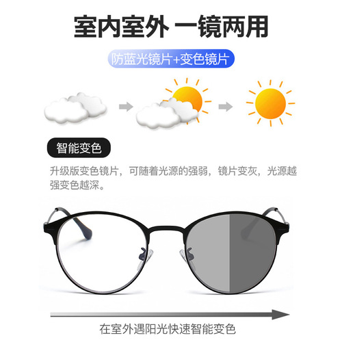 Aoran glasses wholesale for middle-aged and elderly people, business fashion anti-blue light discoloration reading glasses for men and women for near and far viewing