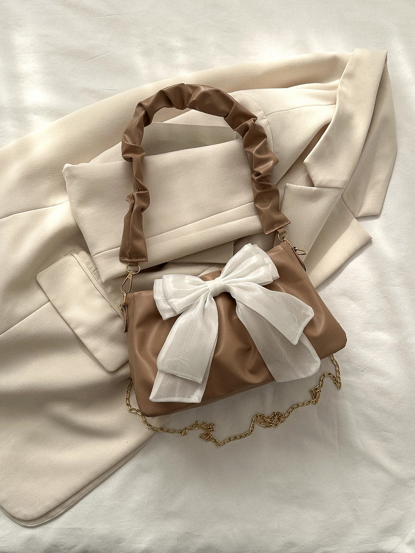 Bolso de moda de mujer de color sólido casualidad cadena mochila bolso de mano lindos bolsos de hombro bolsos de brazo