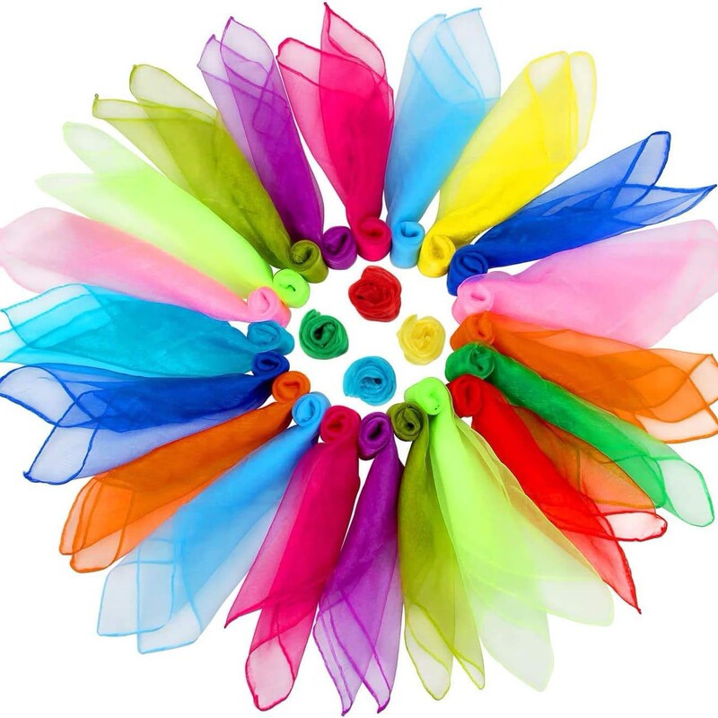 60cm Chiffon Silk Scarf Kidsren's Dance Performance Props Small Gauze Scarf Kindergarten Square Game Handkerchief Nylon Scarf