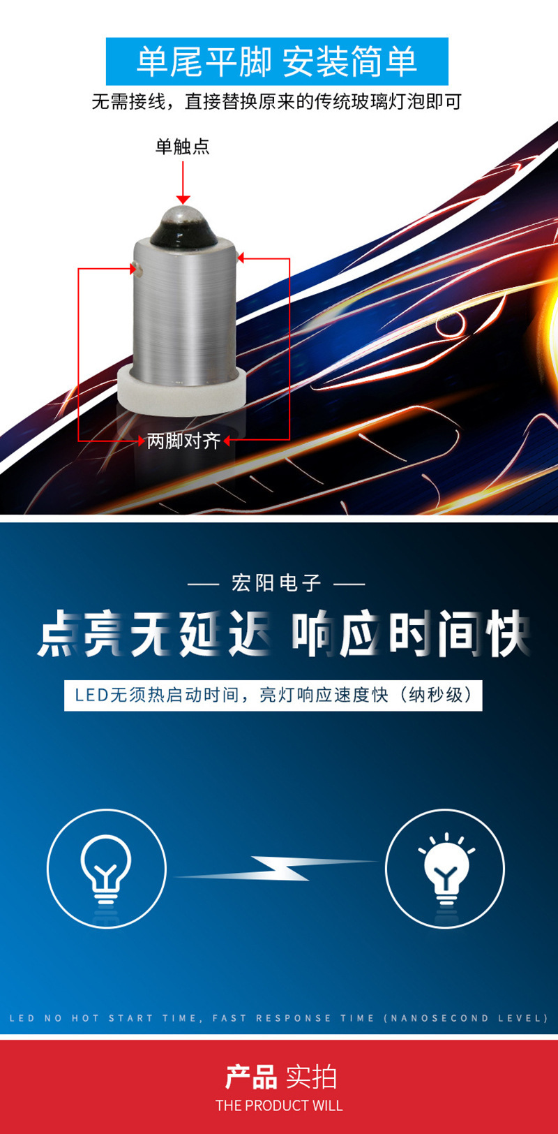 Car Led Bulb Small Plug-In T8.5 Ba9S 12V24 Volt Car Truck Reading Light Instrument Panel Light