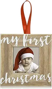 Marco de fotos de madera con cuerda colgante hogar árbol de Navidad decoración marco de fotos colgante de pared de madera foto marco conmemorativo