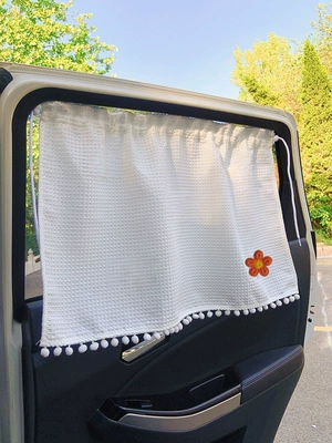 Suction Cups for Interior Sun Protection – Car curtains - waffle-knit-orange-sunflower