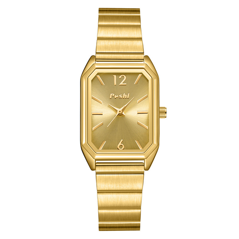Poshi nicho reloj de mujer simple elegante cuadrado reloj de cuarzo casual estudiante moda correa de acero reloj
