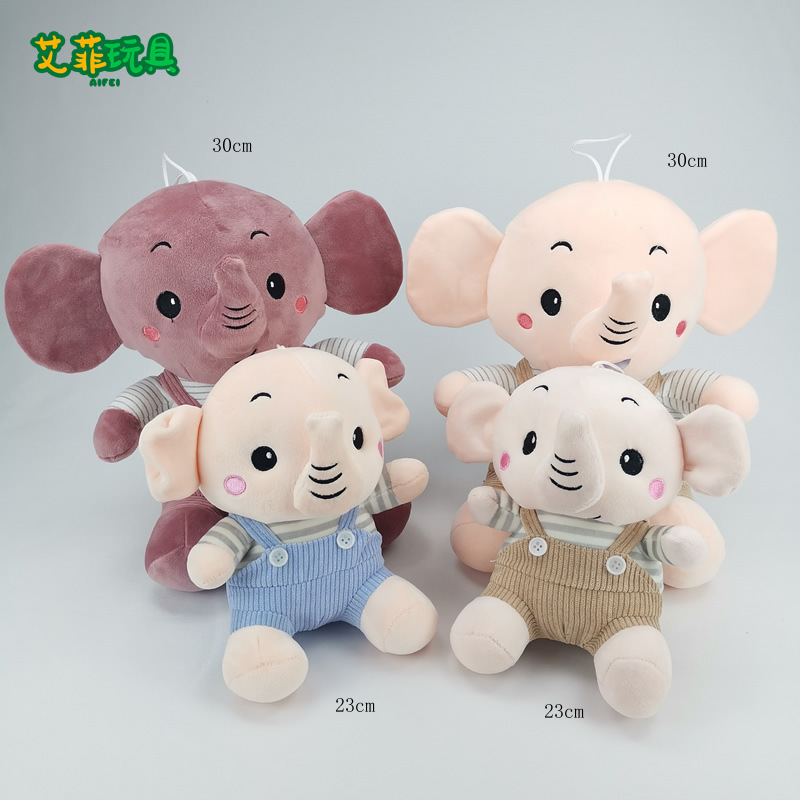 Muñeco de Peluche de Elefante con Overol de Ocho Pulgadas de Felpa Corta