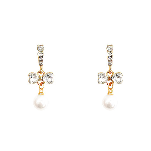 S925 Silver Needle Light Luxury Niche Pearl Earrings Women's Super Flash Diamond Cat's Eye Flower Earrings Internet Celebrity Earrings Wholesale
