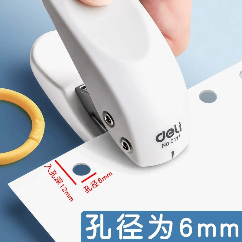 Hole puncher, ring for documents, tear-off sheet