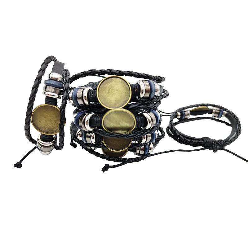European and American leather bracelet wholesale ancient bronze Time Gem base diameter size 20mm pattern gem can be installed
