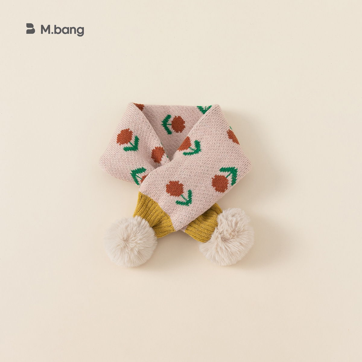 Babycity otoño e invierno Bebé Cruz punto bufanda a prueba de viento caliente niños dibujos animados bola bufanda ps23068