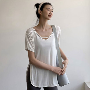 Slimming Loose Short-sleeved Top Women's Summer Professional Pilates Training Yoga Suit Thin Breathable Sports Fitness Blouse