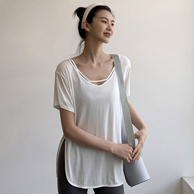 Loose Short-Sleeved Tops for Women, Summer Pilates Training Yoga Clothes, Breathable Sports Fitness Cover-Ups, Large Size Yoga Clothes Loose Short-Sleeved Tops for Women, Summer Pilates Training Yoga Clothes, Breathable Sports Fitness Cover-Ups, Large Size Yoga Clothes