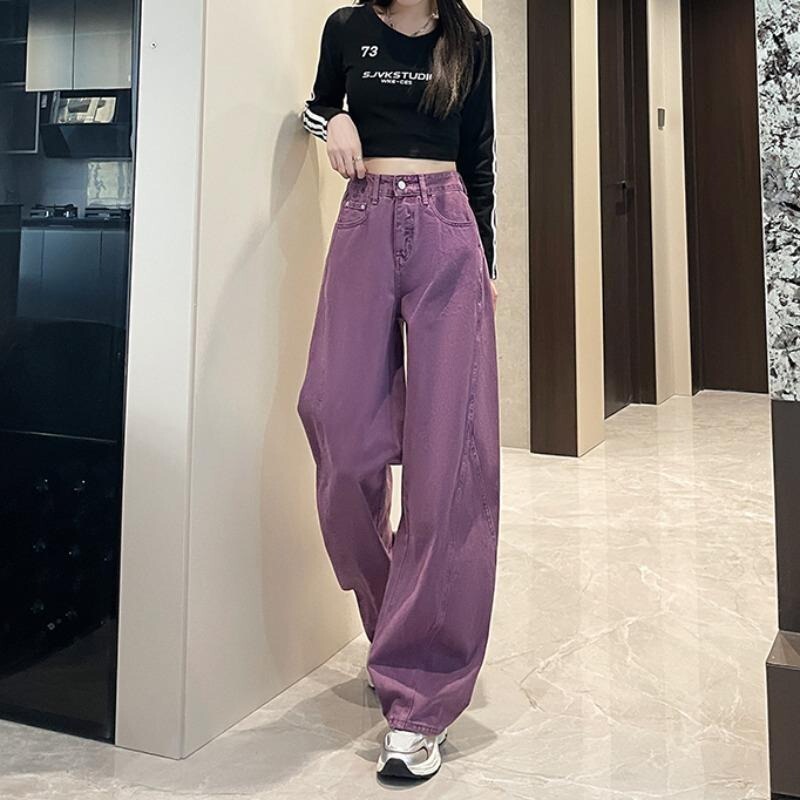 Purple Jeans for Men and Women, Loose Straight-Leg Pants with a Vibe Style, American High Street Style, Couple's Wide-Leg Flared Pants Purple Jeans for Men and Women, Loose Straight-Leg Pants with a Vibe Style, American High Street Style, Couple's Wide-Leg Flared Pants