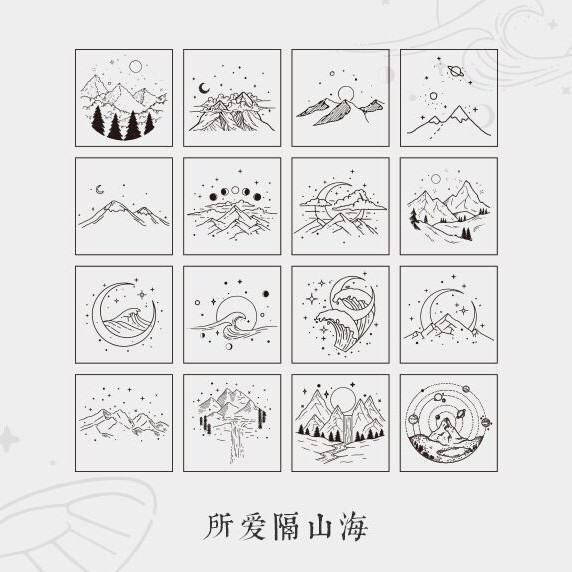 Mr. Papel sello de madera traje Luna y Sixpenny serie 16 unidades en papelería diario decoración DIY impresión