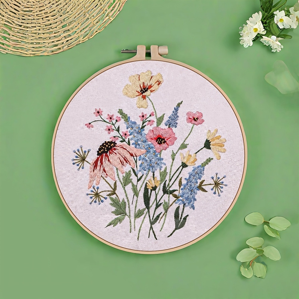 DIY regalos de bordado a mano paquete de materiales de estilo europeo flores tranquilas y plantas tonos cálidos comercio exterior transfronterizo