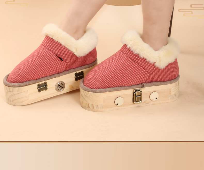 Moxibustion Shoes Wooden Foot Warming Device Walkable Foot Moxa Box for Home Winter Use overview