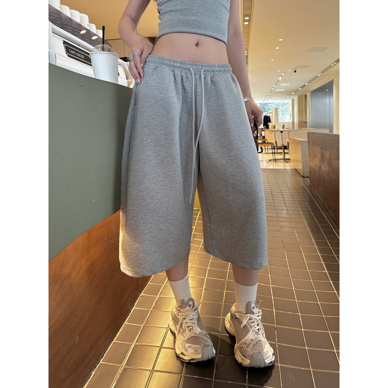 Summer American Retro Drawstring Loose Wide-Leg Pants, Lazy and Versatile Elastic Waist Cropped Pants, Summer Casual Pants for Women